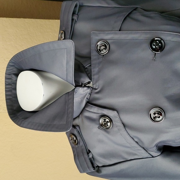 🆕️LONDON FOG Metallic Gray Water Resistant Double Breasted Trench Coat SIZE: PS - Picture 8 of 16